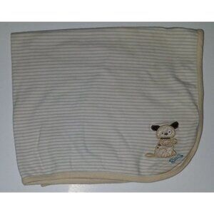 RN 88317 Tan Puppy Dog Brown White Striped Cotton Baby Blanket Lovey Security